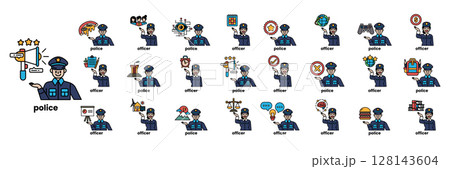 A collection of police officers in various poses and uniforms A collection of police officers in various poses and uniforms 128143604