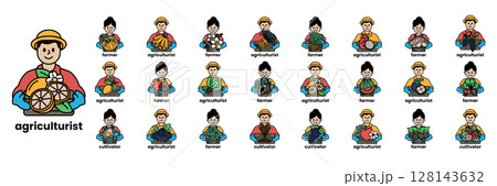 A cartoon of a man holding fruit and a sign that says "Cantaloupe" 128143632