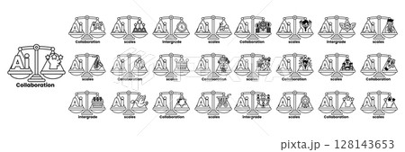 A collection of symbols and numbers that are arranged in a grid 128143653