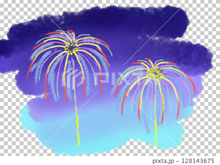 夏夜空中綻放的煙火插畫 128143675