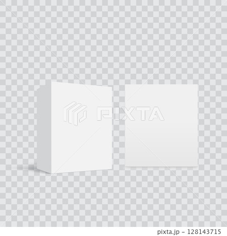 White Product Box and Blank Folded Paper Mockup Vector White Product Box and Blank Folded Paper Mockup Vector 128143715