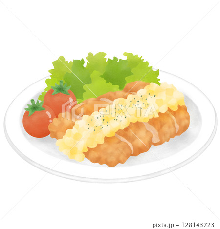 サラダ付きのチキン南蛮のイラスト サラダ付きのチキン南蛮のイラスト 128143723