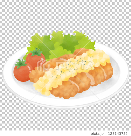 サラダ付きのチキン南蛮のイラスト サラダ付きのチキン南蛮のイラスト 128143723