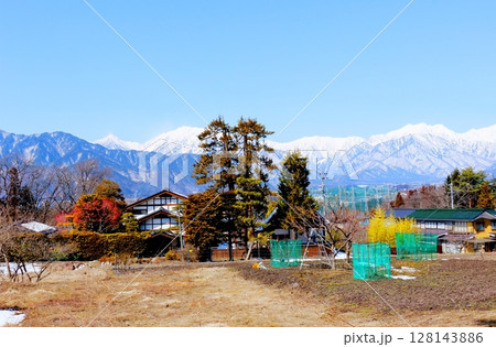 3月の信濃大町からの北アルプス　　　信州の山々　　　信州の風景 128143886