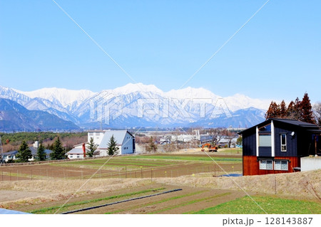 3月の信濃大町からの北アルプス　　　信州の山々　　　信州の風景 128143887