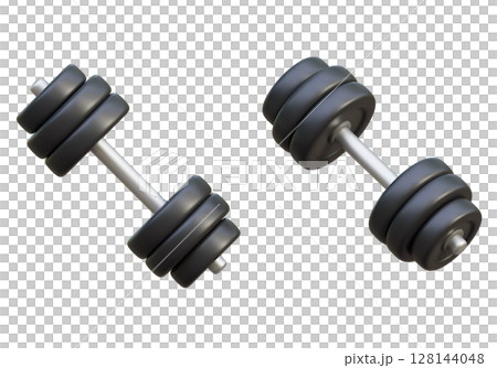 Fitness and Weightlifting Barbell 3D Cartoon Style Graphic 128144048