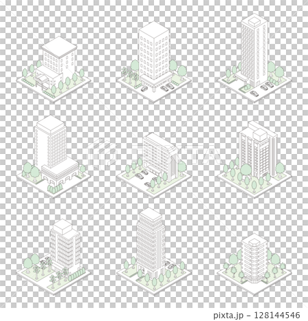 建築的3D插圖。等軸測圖。線條圖。 128144546