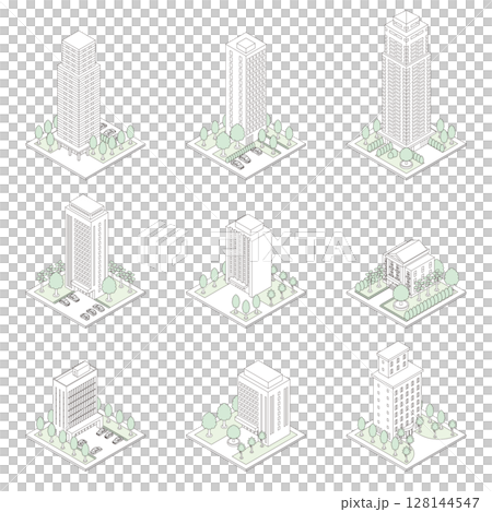 建築的3D插圖。等軸測圖。線條圖。 128144547