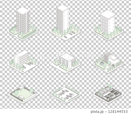 3D illustration of a building. Isometric drawing. Line drawing. 3D illustration of a building. Isometric drawing. Line drawing. 128144553