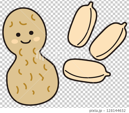 可愛的微笑花生的插圖 128144632