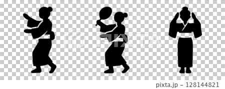 盆踊りを踊る女性のアイコン 、Woman Dancing Bon Odori Icon 128144821