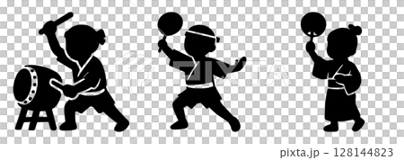 盆踊りを楽しむ子どものアイコン 、Child Dancing Bon Odori Icon 盆踊りを楽しむ子どものアイコン 、Child Dancing Bon Odori Icon 128144823