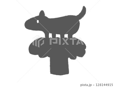 なにかに乗る犬のシルエット 128144915