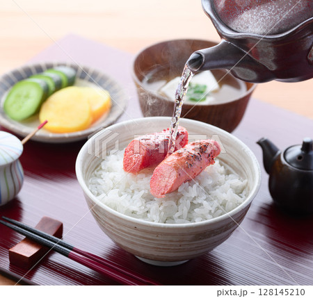 焼きたらこ茶漬け 和風朝食イメージ 焼きたらこ茶漬け 和風朝食イメージ 128145210