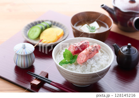焼きたらこ茶漬け 和風朝食イメージ 焼きたらこ茶漬け 和風朝食イメージ 128145216