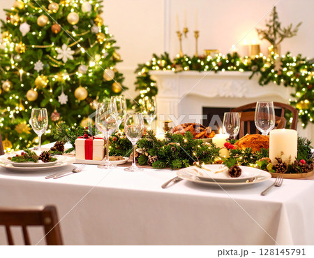 クリスマス 雪 生成AI 背景 クリスマス 雪 生成AI 背景 128145791