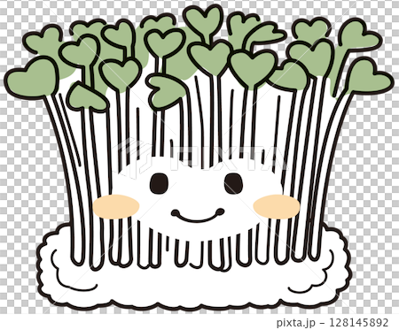 可愛的微笑豌豆芽的插圖 128145892