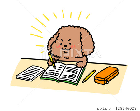 勉強がはかどっている犬さん 128146028