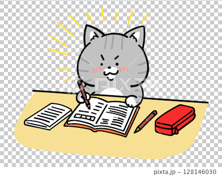勉強がはかどっている猫ちゃん 128146030