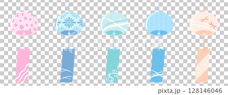 Set of 5 wind chime illustrations Set of 5 wind chime illustrations 128146046