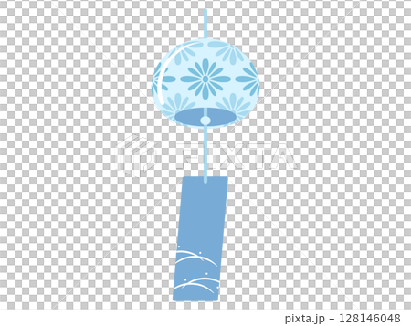 Illustration of a wind chime with a chrysanthemum diamond pattern 128146048