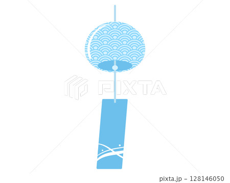 青海波模様の風鈴イラスト 青海波模様の風鈴イラスト 128146050