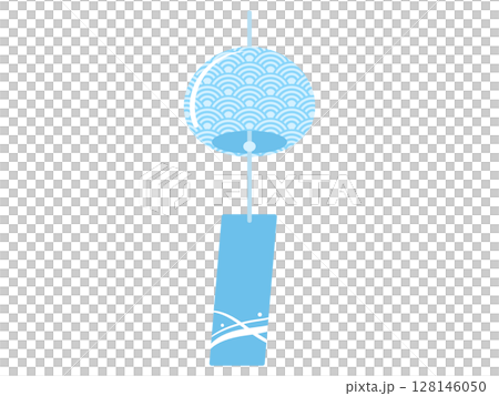 Wind chime illustration with a Seigaiha pattern 128146050