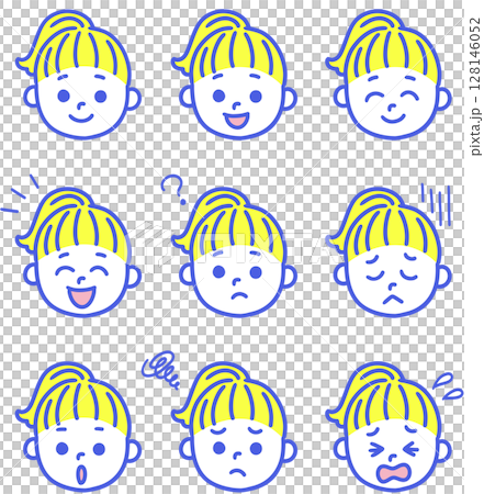 Set of various facial expressions for girls 128146052