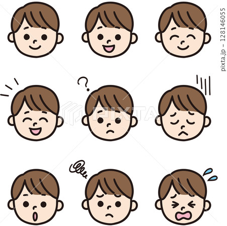 男の子の子供の表情いろいろセット 128146055