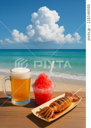 夏のビーチ 128146089