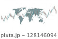 株価チャートと世界地図背景イメージ 128146094