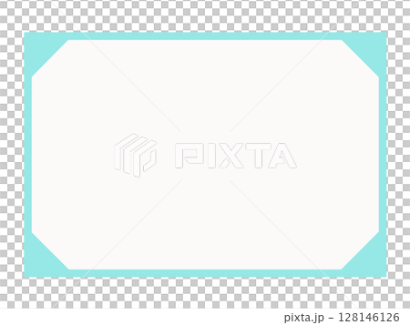 Light blue frame material, simple border with diagonal cut corners on a white background 128146126