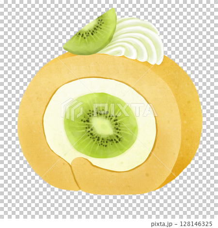 丸ごとキウイが入ったキウイロールケーキ 丸ごとキウイが入ったキウイロールケーキ 128146325