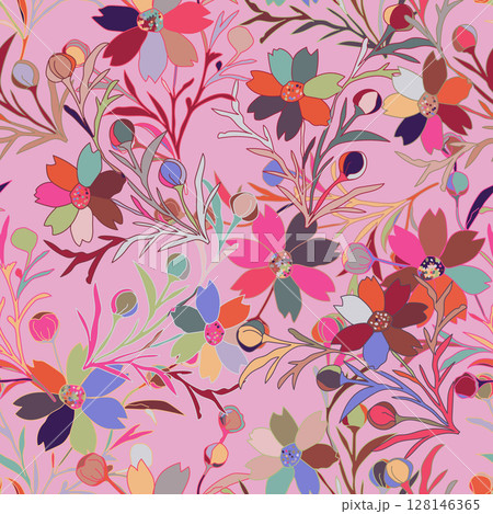Floral seamless pattern. Vector design for paper, cover, fabric, interior decor and other use. Vector illustration 128146365