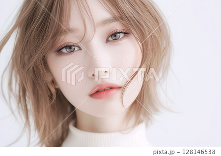 ミディアムショートヘアの美人女性・ヘアスタイル「AI生成画像」 128146538