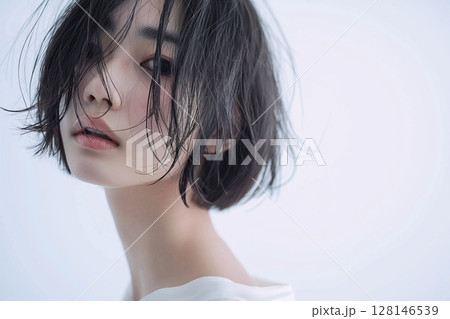 ミディアムショートヘアの美人女性・ヘアスタイル「AI生成画像」 128146539