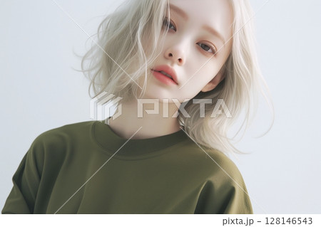 ミディアムショートヘアの美人女性・ヘアスタイル「AI生成画像」 128146543