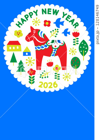 午年のダーナラホースの年賀状2026 午年のダーナラホースの年賀状2026 128146749