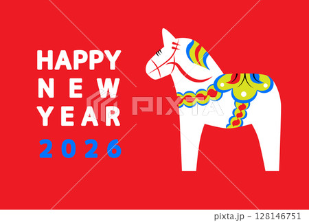 午年のダーナラホースの年賀状2026 午年のダーナラホースの年賀状2026 128146751