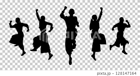 Running and jumping women silhouette set Running and jumping women silhouette set 128147164