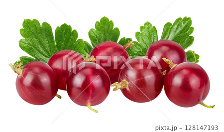 Red gooseberry isolated on white background with full depth of field. 128147193