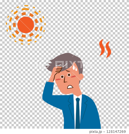 Heat stroke outdoor man in suit illustration material 128147269