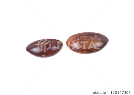 seed egg fruit, canistel, yellow sapote (pouteria campechiana (kunth) baehni) on white background 128147307
