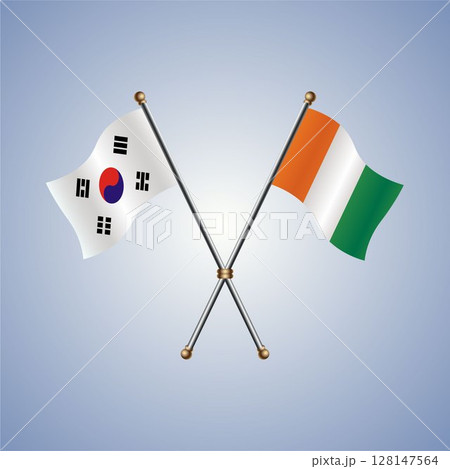 South Korea and Cote D'Ivoire flag. Vector Illustration 128147564