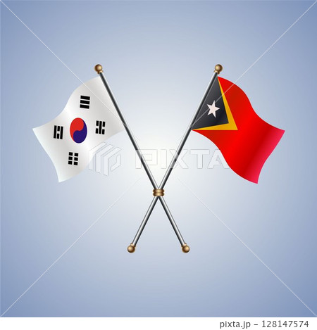 South Korea and East Timor flag. Vector Illustration South Korea and East Timor flag. Vector Illustration 128147574