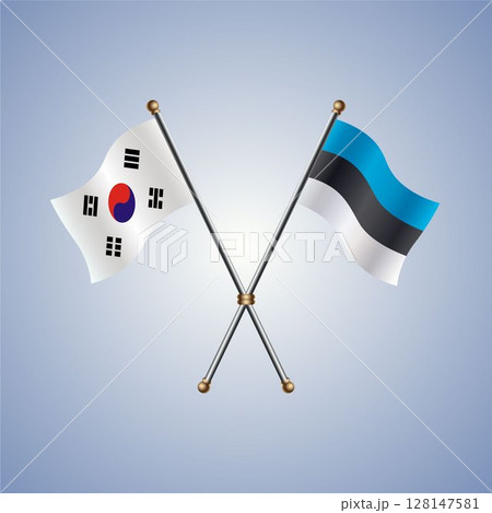 South Korea and Estonia flag. Vector Illustration South Korea and Estonia flag. Vector Illustration 128147581