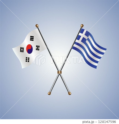 South Korea and Greece flag. Vector Illustration 128147596
