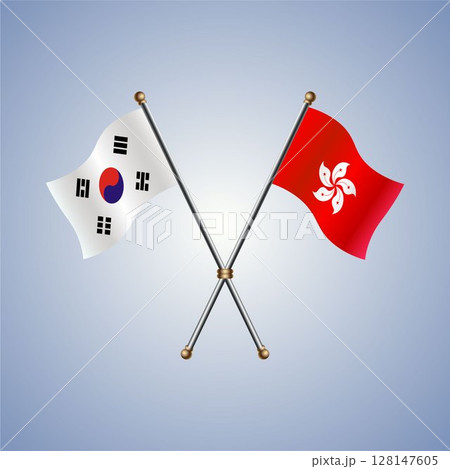 South Korea and Hong Kong flag. Vector Illustration South Korea and Hong Kong flag. Vector Illustration 128147605