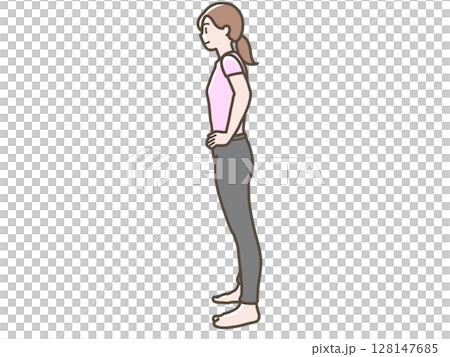 一名側身站立的婦女的插圖 一名側身站立的婦女的插圖 128147685