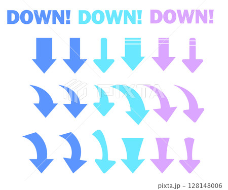 シンプルな矢印のアイコンセット_下降_DOWN 128148006